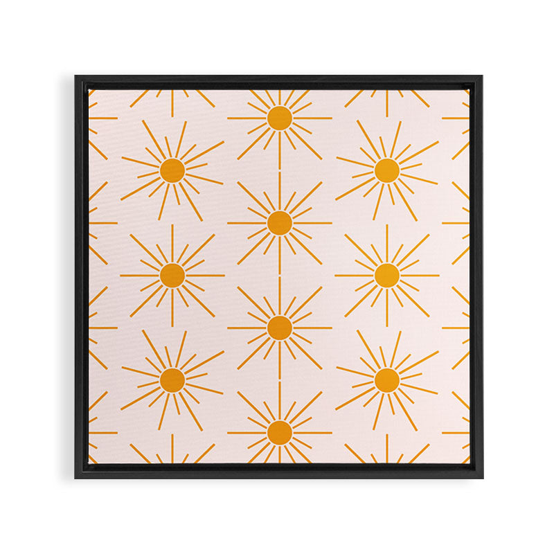 Sun Pattern On Pink Background Framed Canvas Print Gallery Image 3