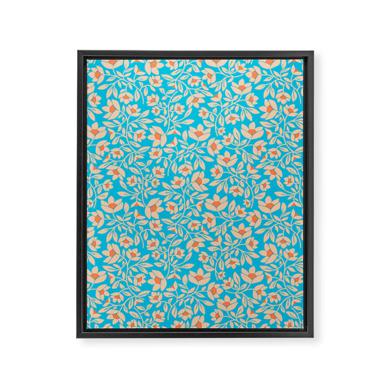 Tropical Blooms Pattern - Blue Framed Canvas Print Gallery Image 8