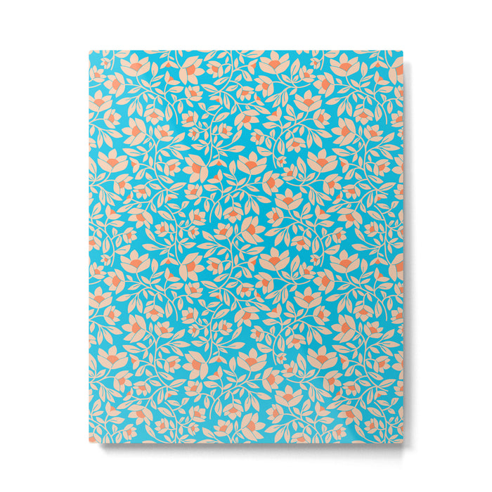 Tropical Blooms Pattern - Blue Metal Print Gallery Image 1