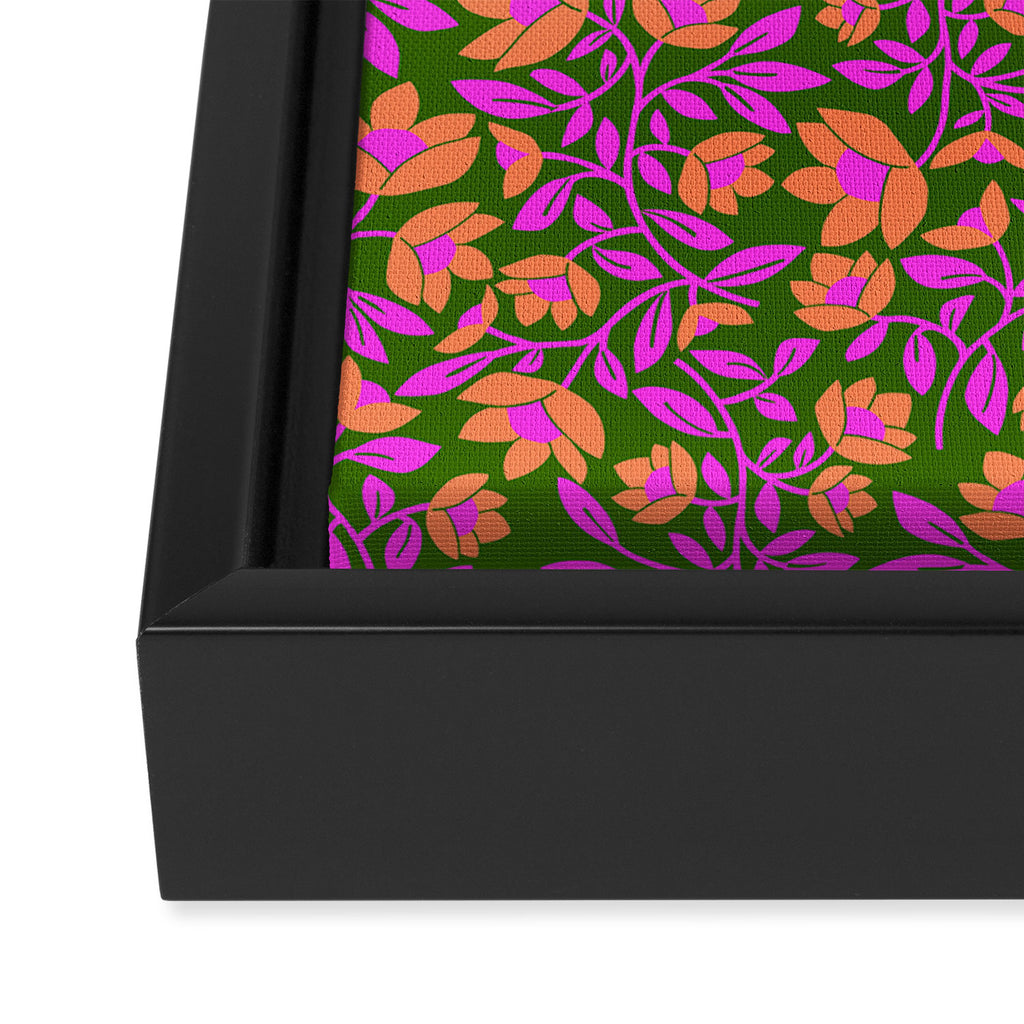 Tropical Blooms Pattern - Green Framed Canvas Print Gallery Image 3