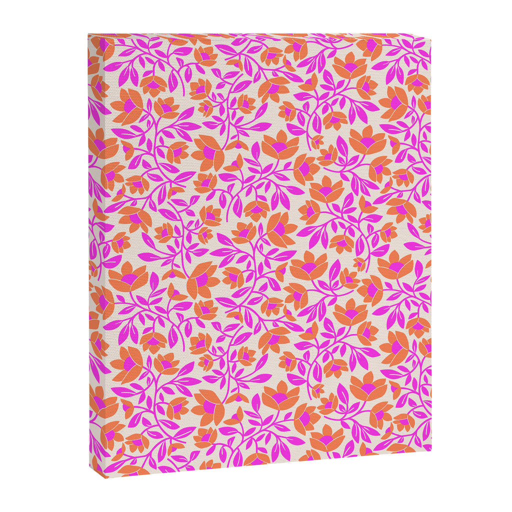 Tropical Blooms Pattern - Pink and Orange Canvas Print Gallery Image 8