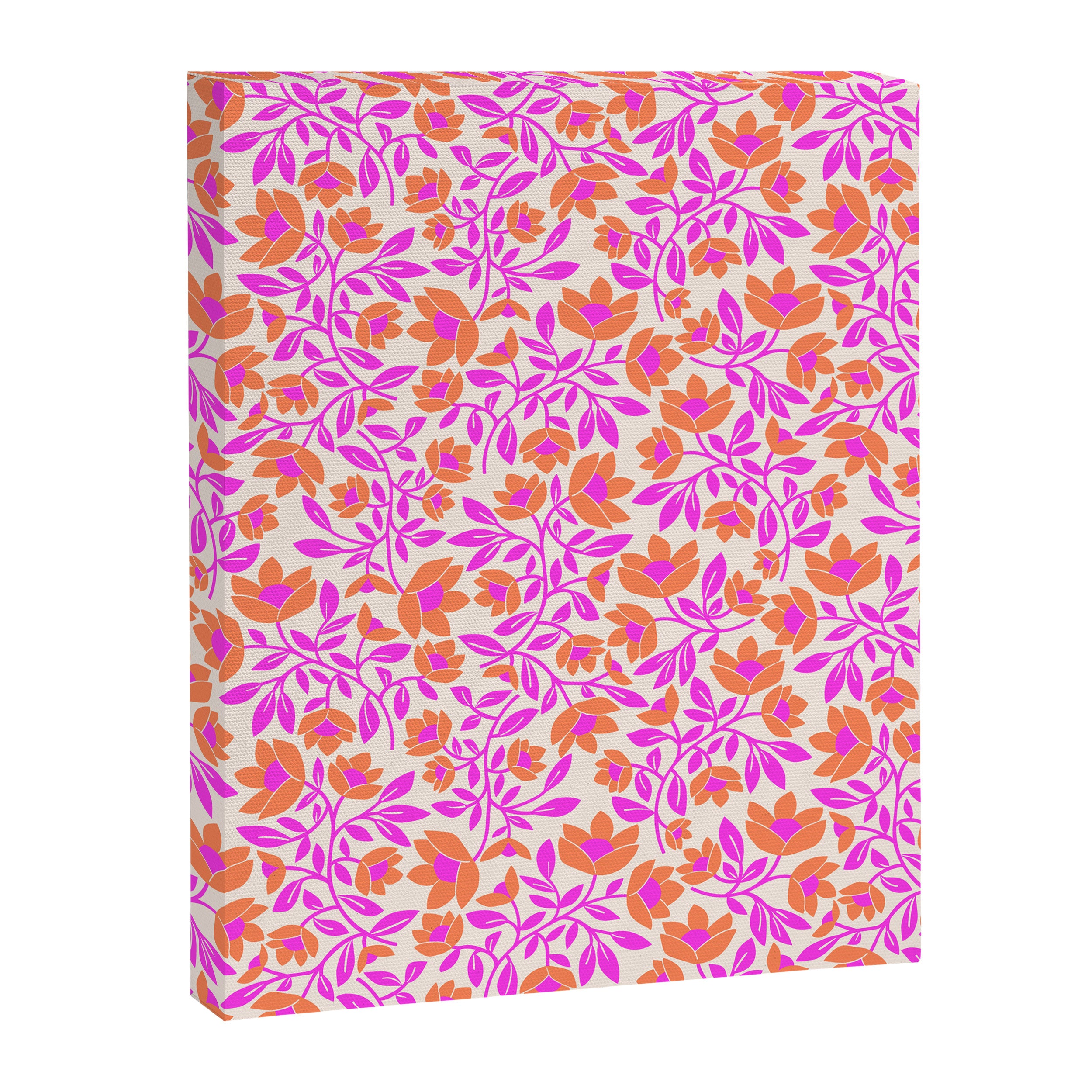 Tropical Blooms Pattern - Pink and Orange Canvas Print Gallery Image 8