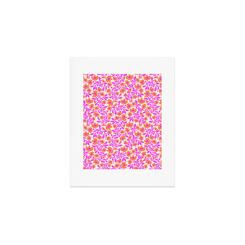 Tropical Blooms Pattern - Pink and Orange Art Print Gallery Image 1