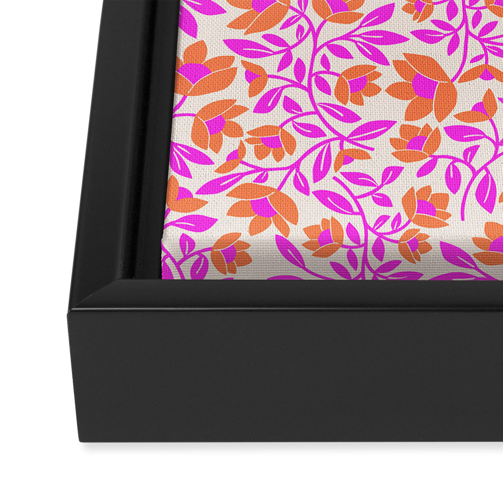 Tropical Blooms Pattern - Pink and Orange Framed Canvas Print Gallery Image 3