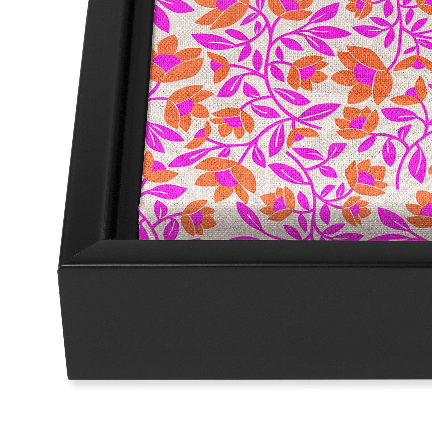 Tropical Blooms Pattern - Pink and Orange Framed Canvas Print Gallery Image 3