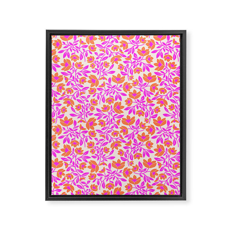 Tropical Blooms Pattern - Pink and Orange Framed Canvas Print Gallery Image 8