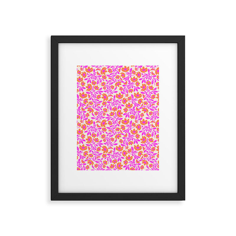Tropical Blooms Pattern - Pink and Orange Framed Art Print Gallery Image 6