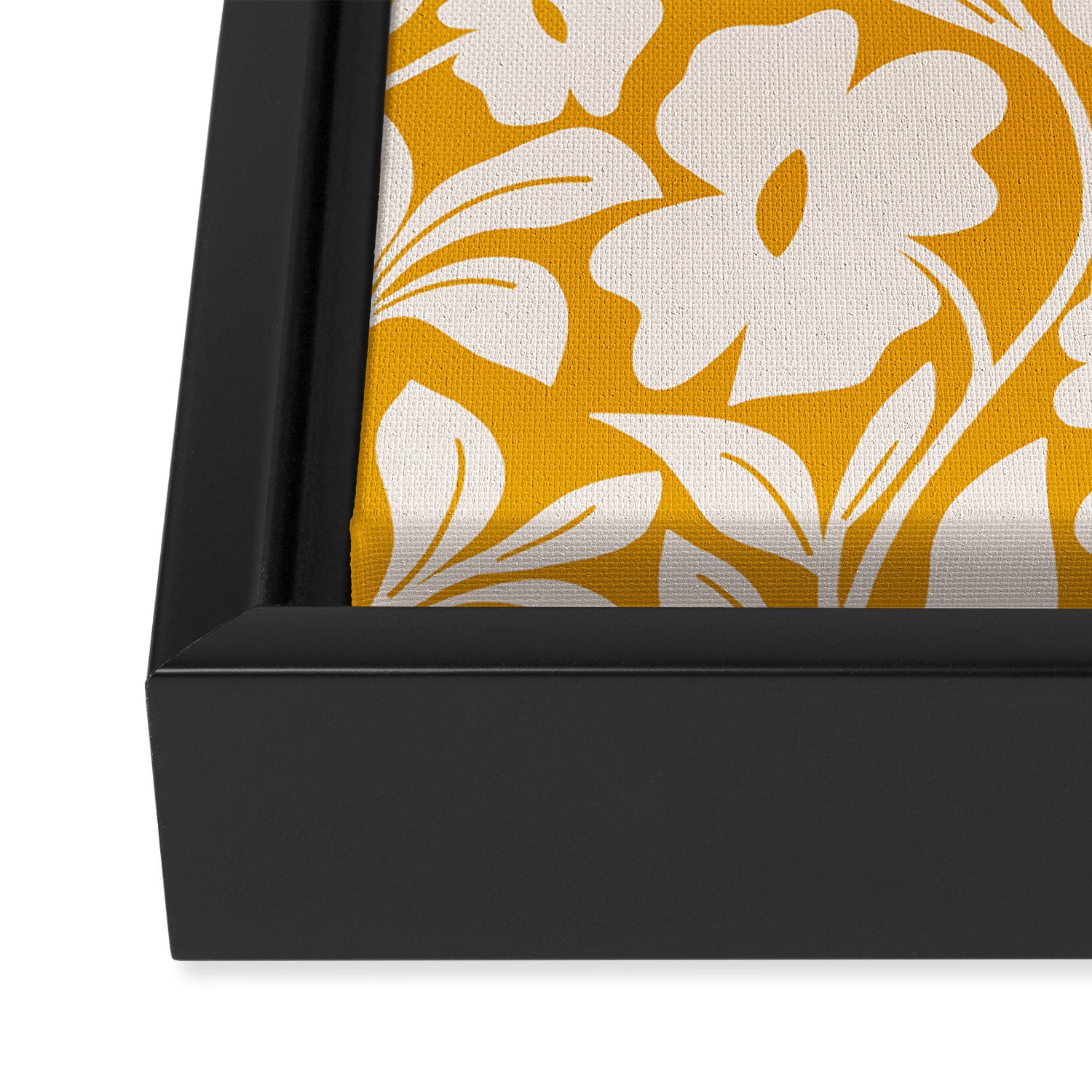 Tropical Vines Pattern - Gold Yellow Framed Canvas Print Gallery Image 3
