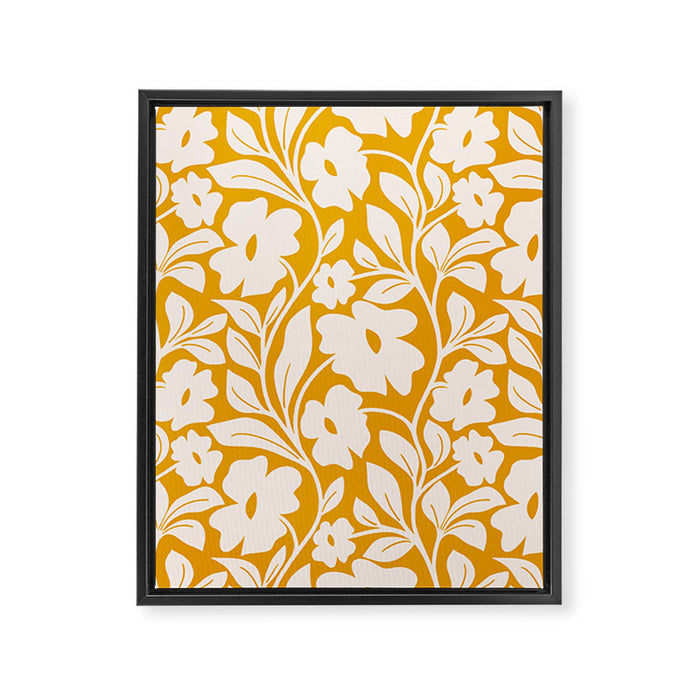 Tropical Vines Pattern - Gold Yellow Framed Canvas Print Gallery Image 1