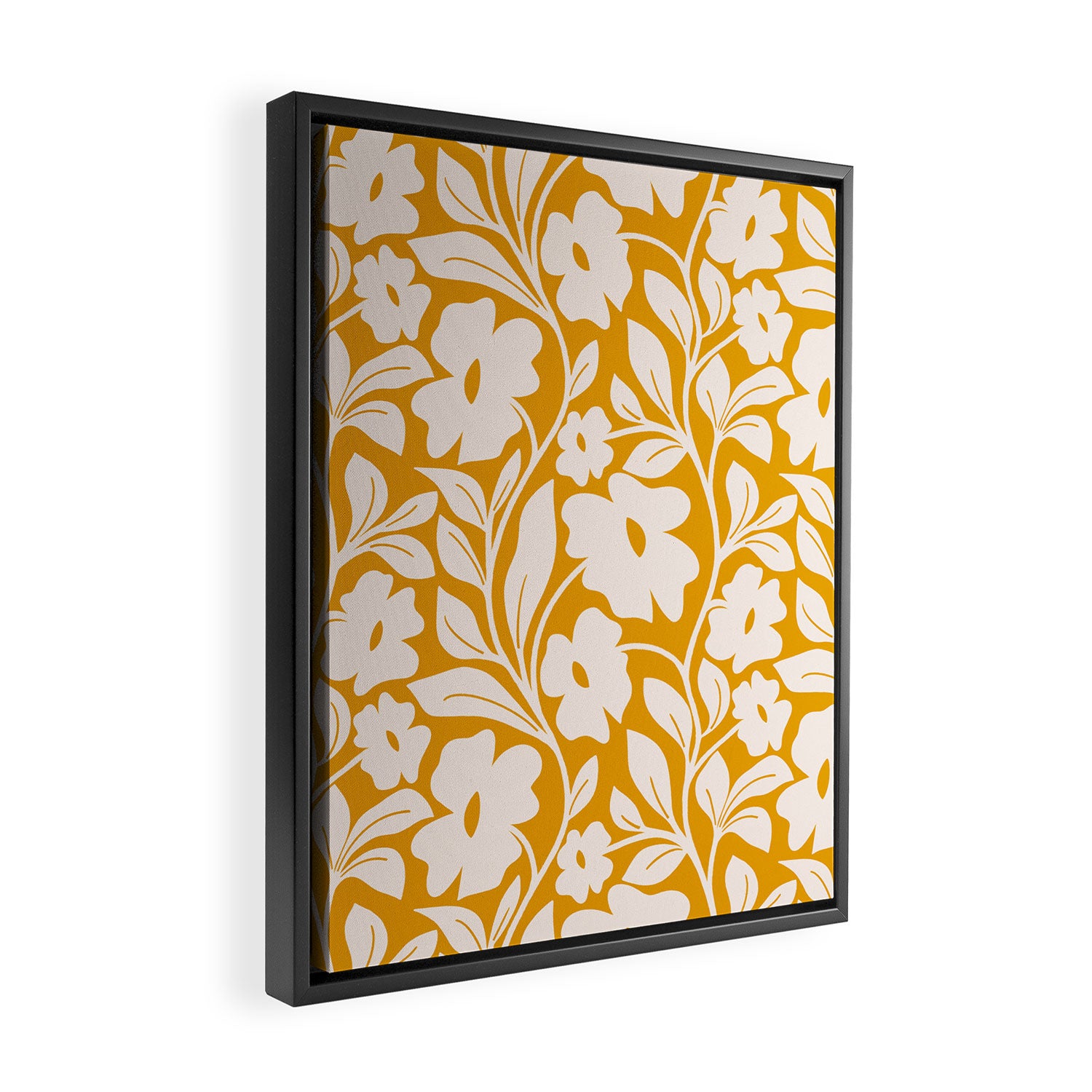 Tropical Vines Pattern - Gold Yellow Framed Canvas Print Gallery Image 2