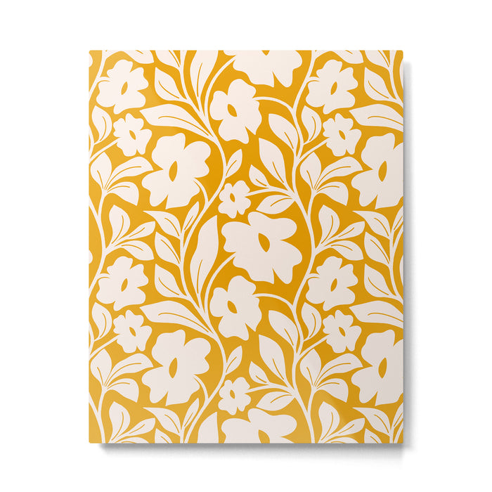 Tropical Vines Pattern - Gold Yellow Metal Print Gallery Image 1