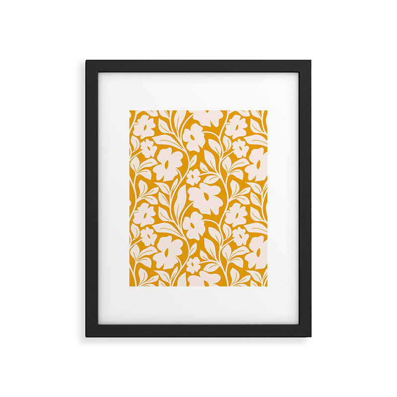 Tropical Vines Pattern - Gold Yellow Framed Art Print Gallery Image 6