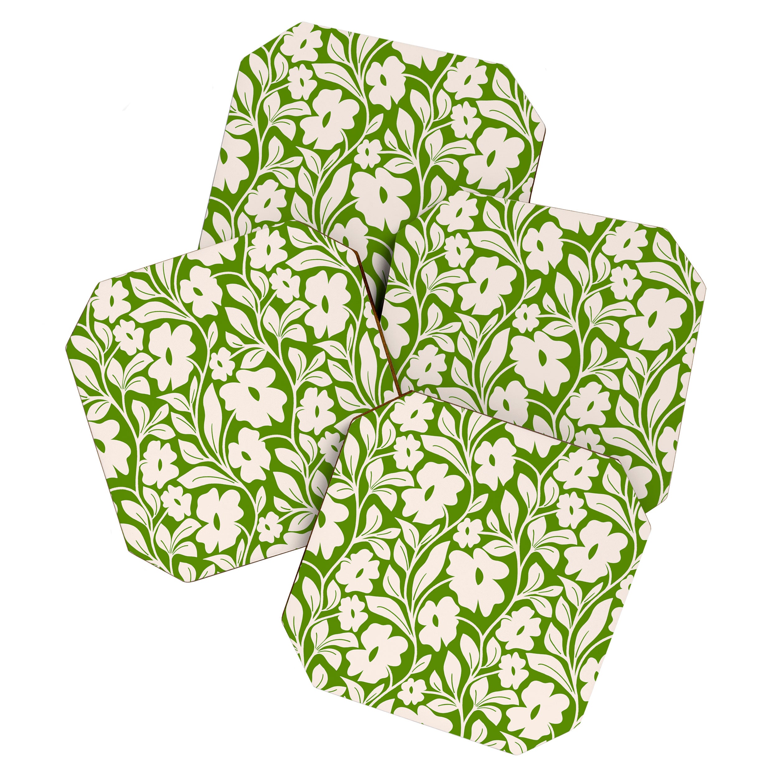 Tropical Vines Pattern - Green Coaster Gallery Image 1