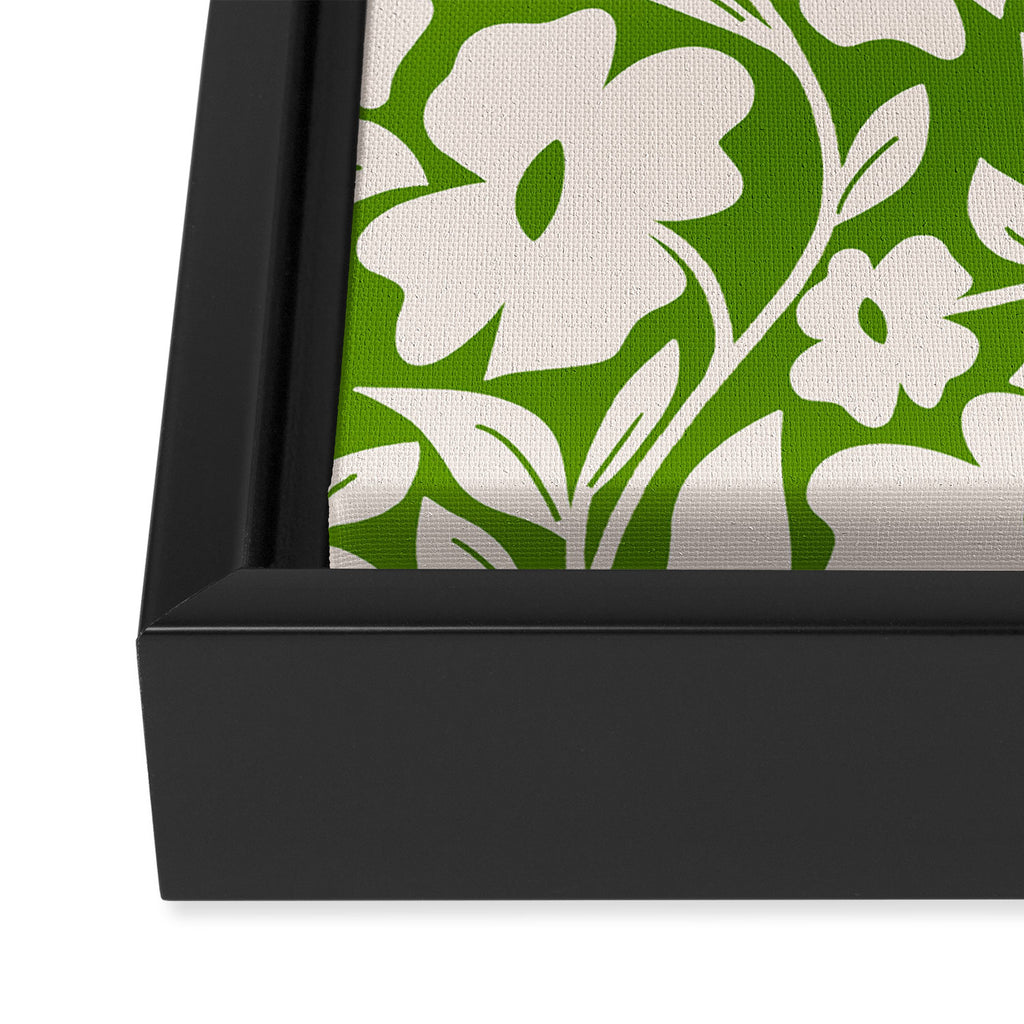 Tropical Vines Pattern - Green Framed Canvas Print Gallery Image 3