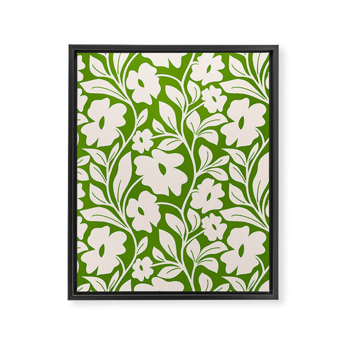 Tropical Vines Pattern - Green Framed Canvas Print Gallery Image 1