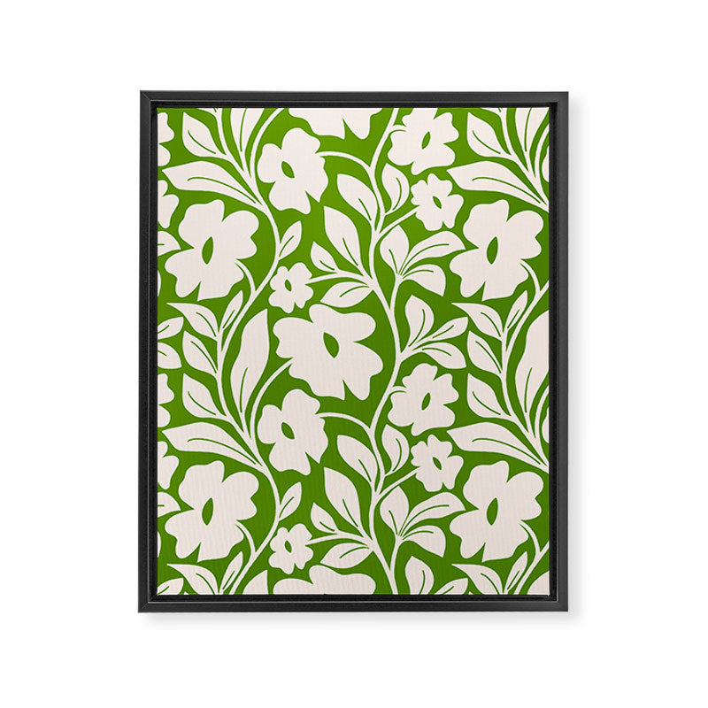 Tropical Vines Pattern - Green Framed Canvas Print Gallery Image 8