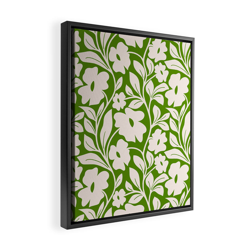 Tropical Vines Pattern - Green Framed Canvas Print Gallery Image 2