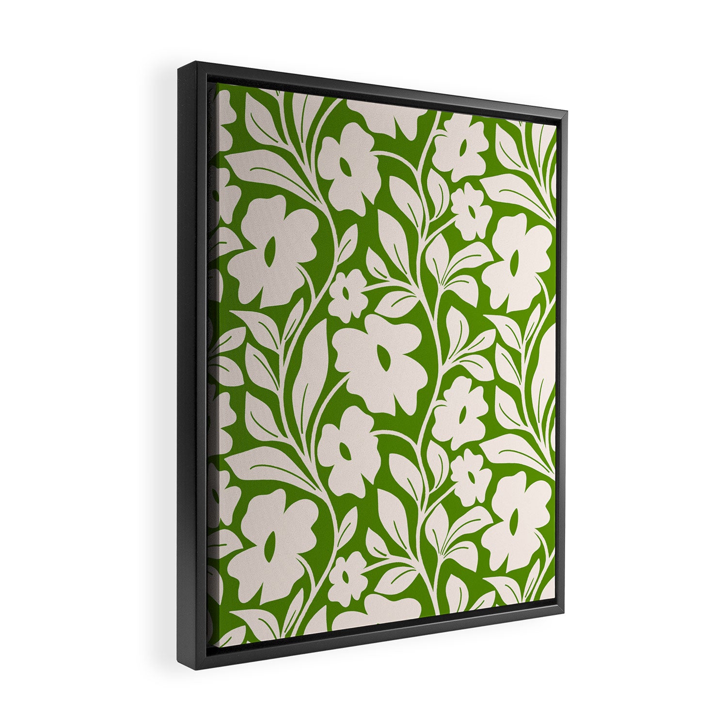 Tropical Vines Pattern - Green Framed Canvas Print Gallery Image 2
