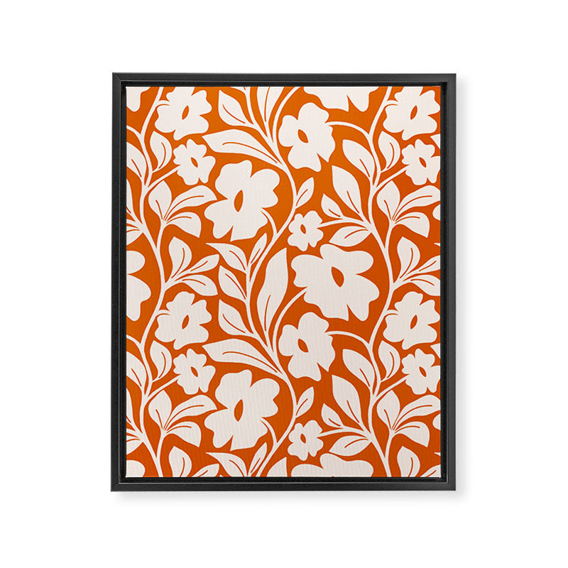 Tropical Vines Pattern - Terracotta Framed Canvas Print Gallery Image 8