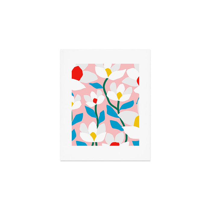 White Spring Florals Art Print Gallery Image 1