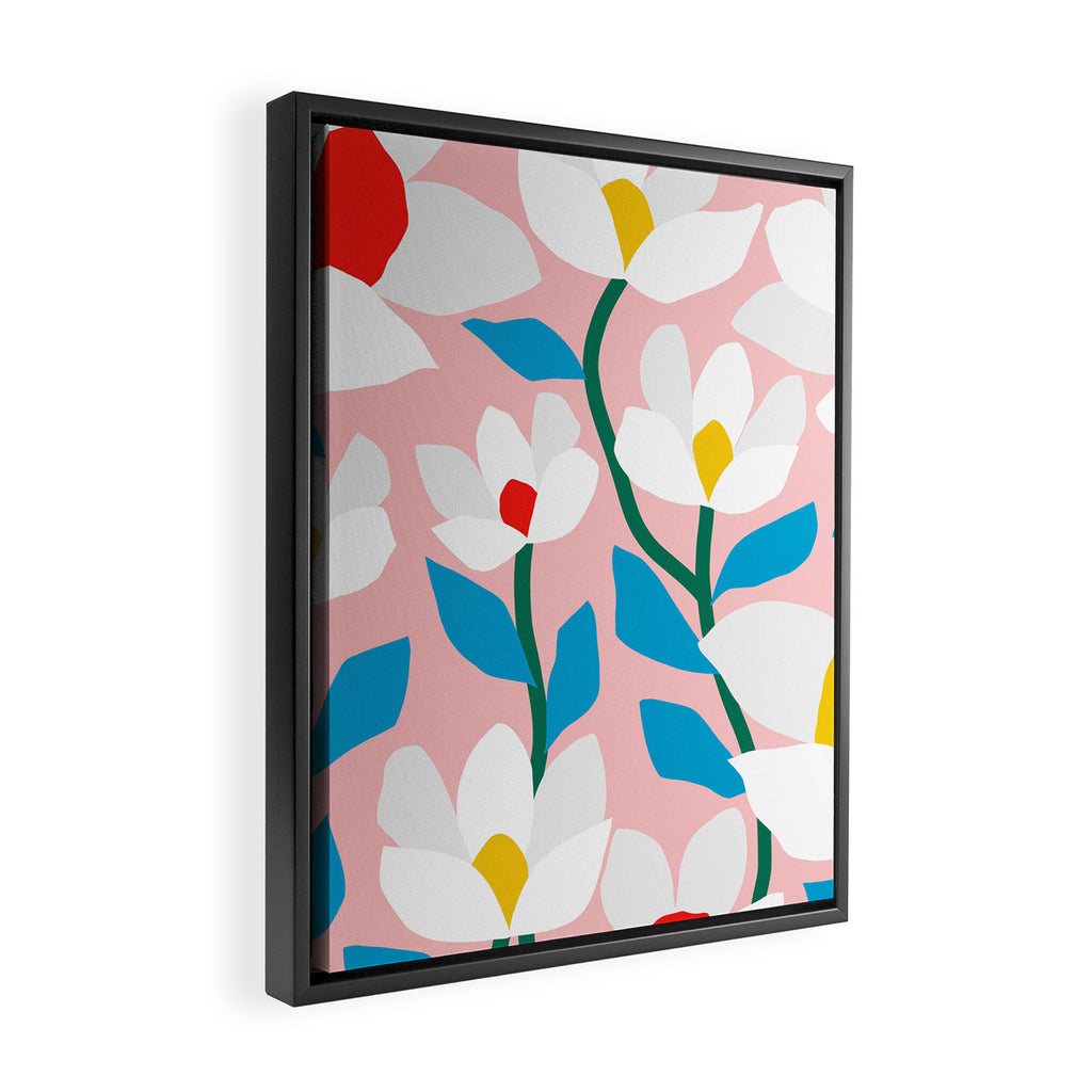 White Spring Florals Framed Canvas Print Gallery Image 2