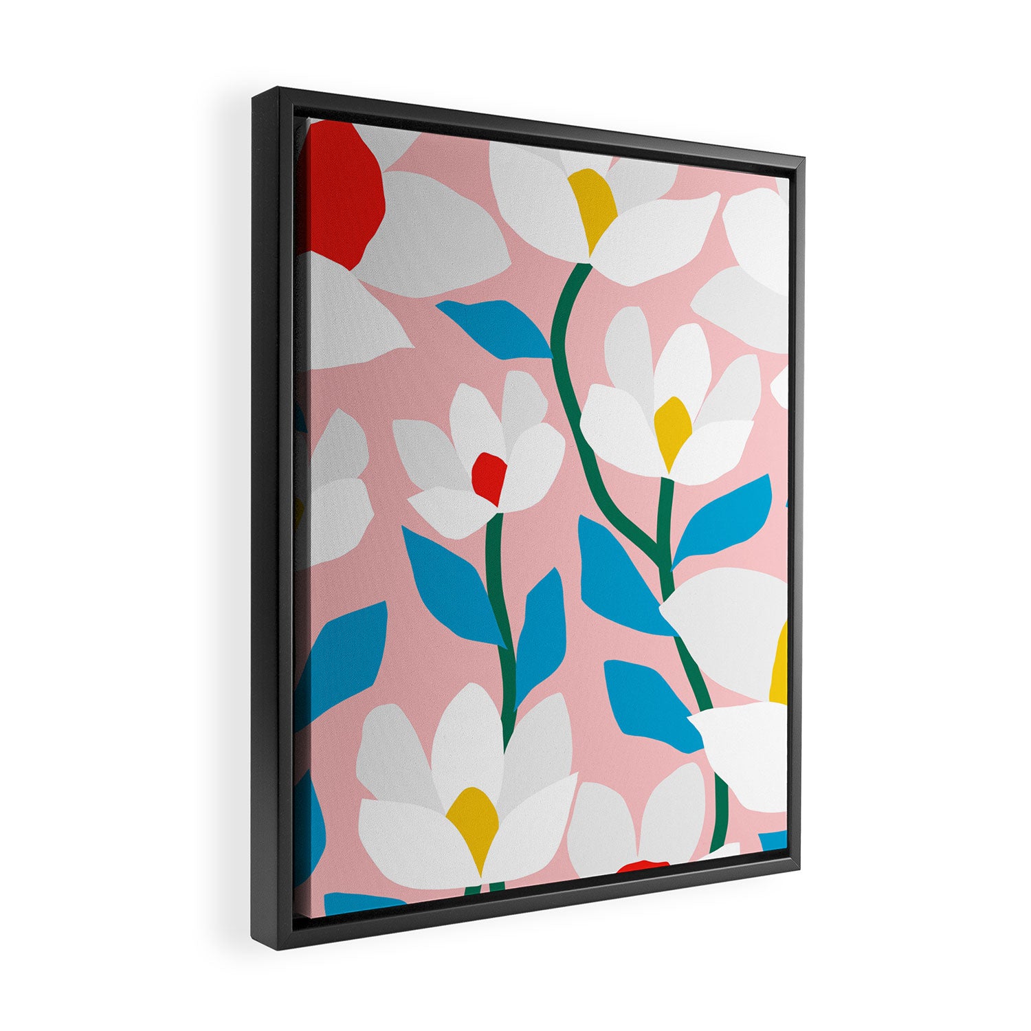 White Spring Florals Framed Canvas Print Gallery Image 2