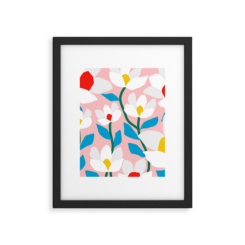 White Spring Florals Framed Art Print Gallery Image 6