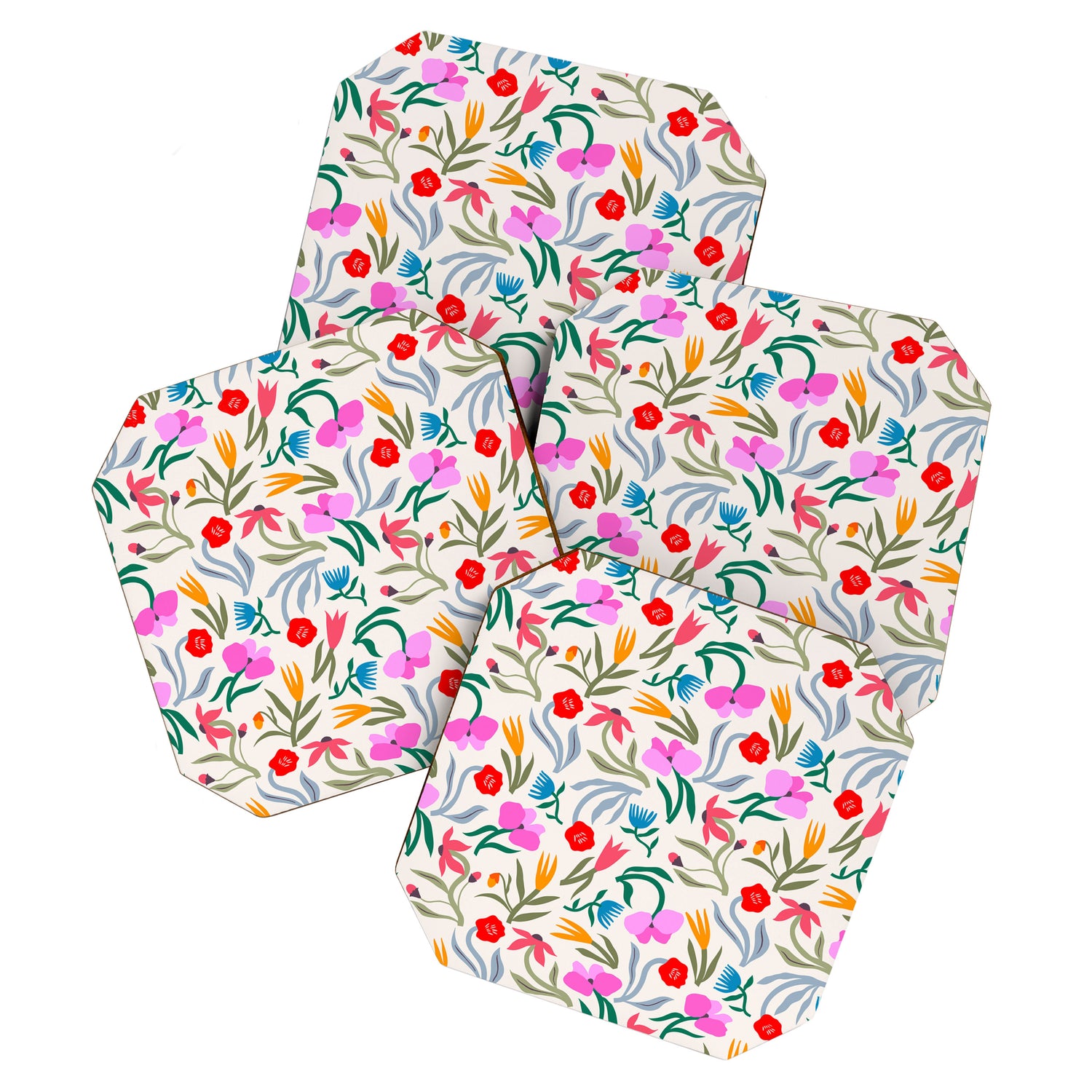 Wild Botanica Bloom - Romantic Abstract Floral Pattern Coaster Gallery Image 1