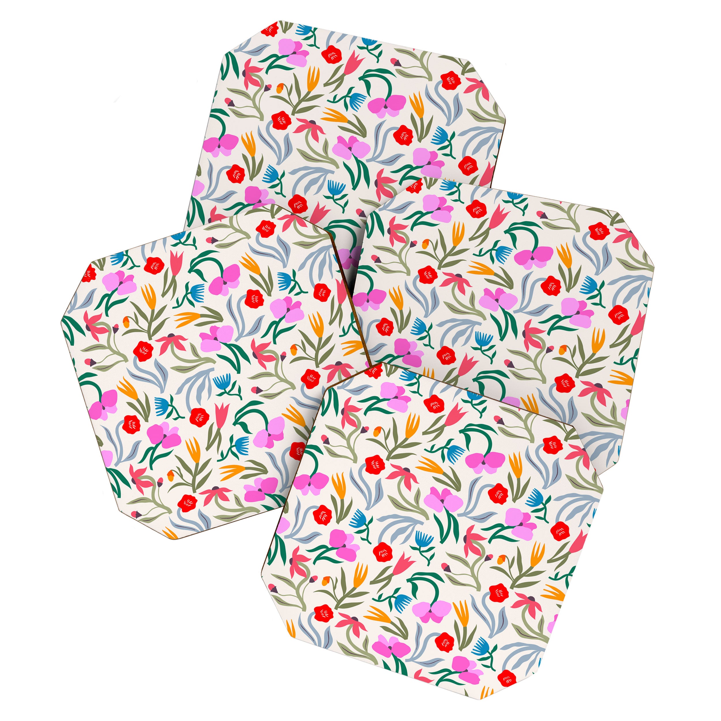 Wild Botanica Bloom - Romantic Abstract Floral Pattern Coaster Gallery Image 1