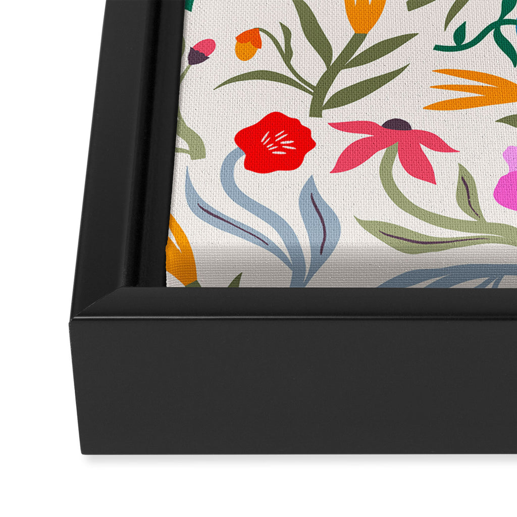 Wild Botanica Bloom - Romantic Abstract Floral Pattern Framed Canvas Print Gallery Image 3