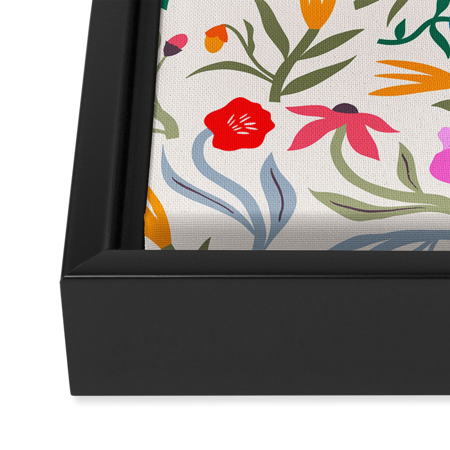 Wild Botanica Bloom - Romantic Abstract Floral Pattern Framed Canvas Print Gallery Image 3
