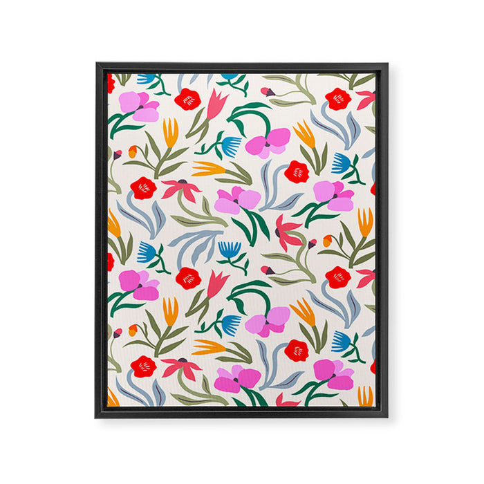 Wild Botanica Bloom - Romantic Abstract Floral Pattern Framed Canvas Print Gallery Image 1