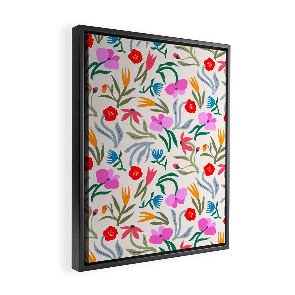 Wild Botanica Bloom - Romantic Abstract Floral Pattern Framed Canvas Print Gallery Image 2