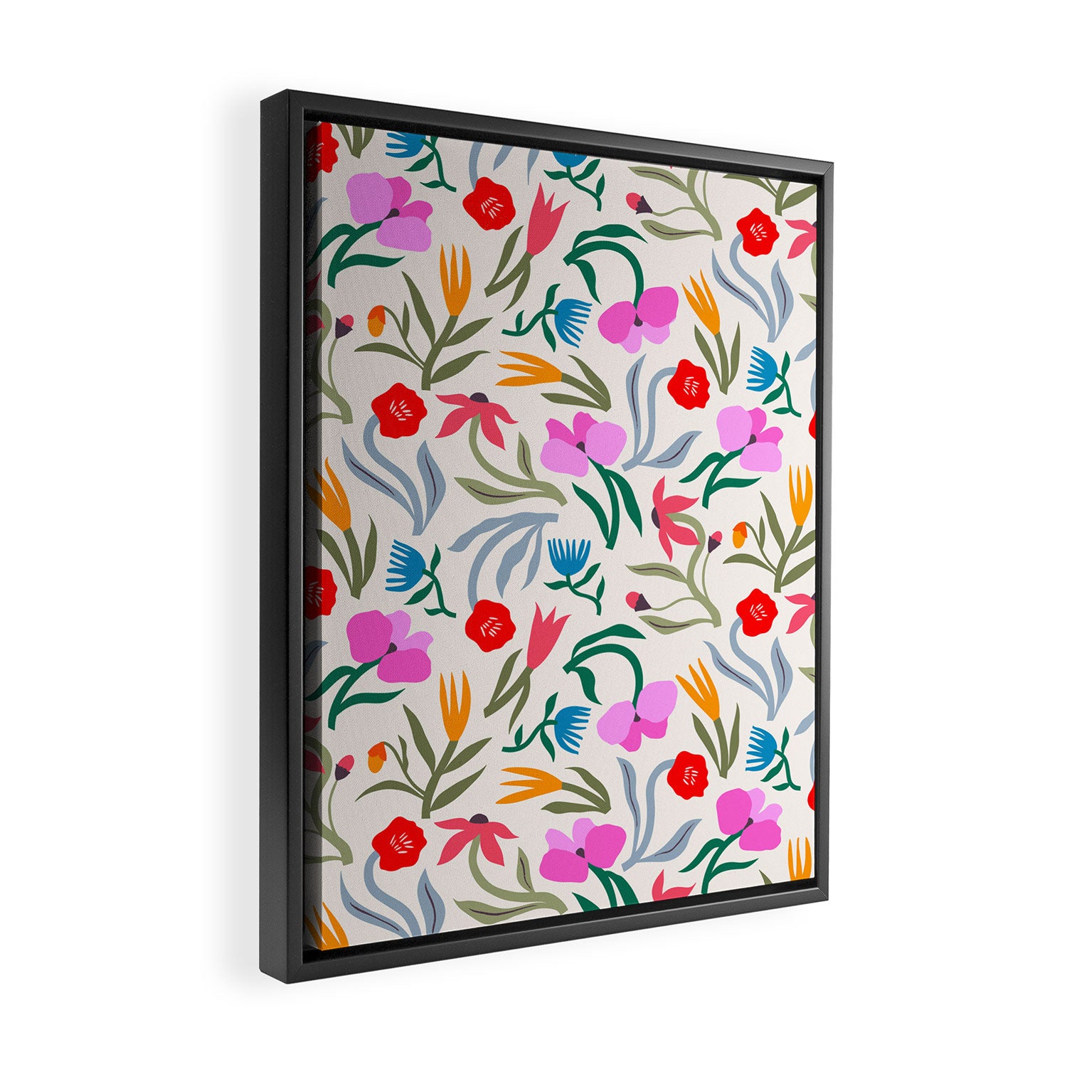 Wild Botanica Bloom - Romantic Abstract Floral Pattern Framed Canvas Print Gallery Image 2