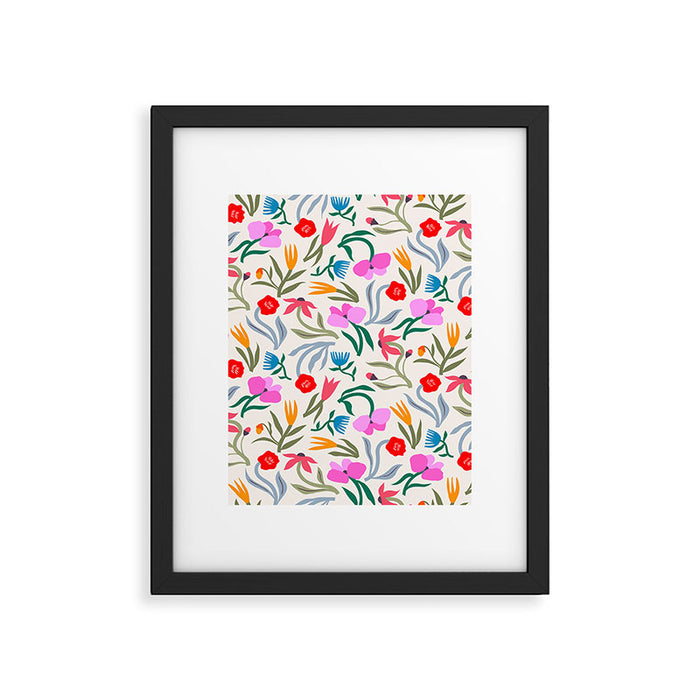 Wild Botanica Bloom - Romantic Abstract Floral Pattern Framed Art Print Gallery Image 1