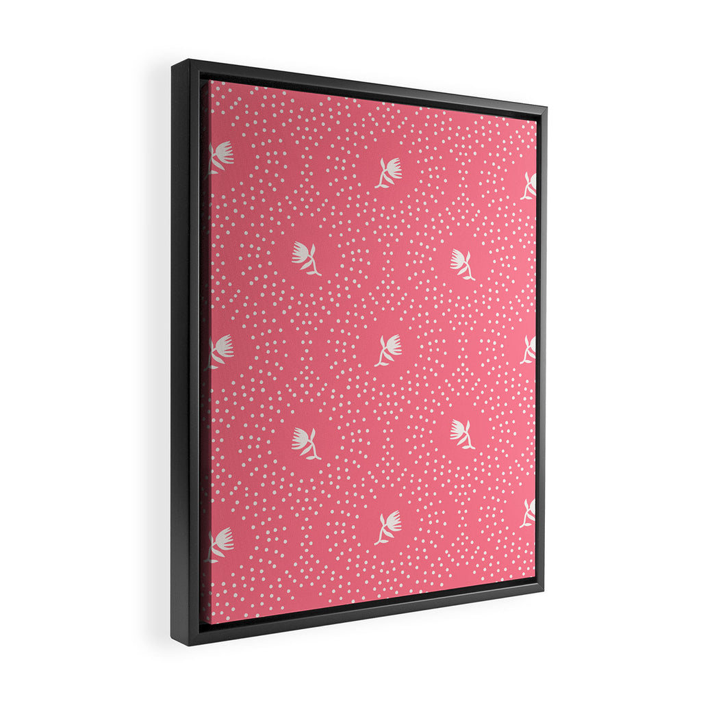 Wild Dotted Florals - Bold Coral Abstract Pattern Framed Canvas Print Gallery Image 2