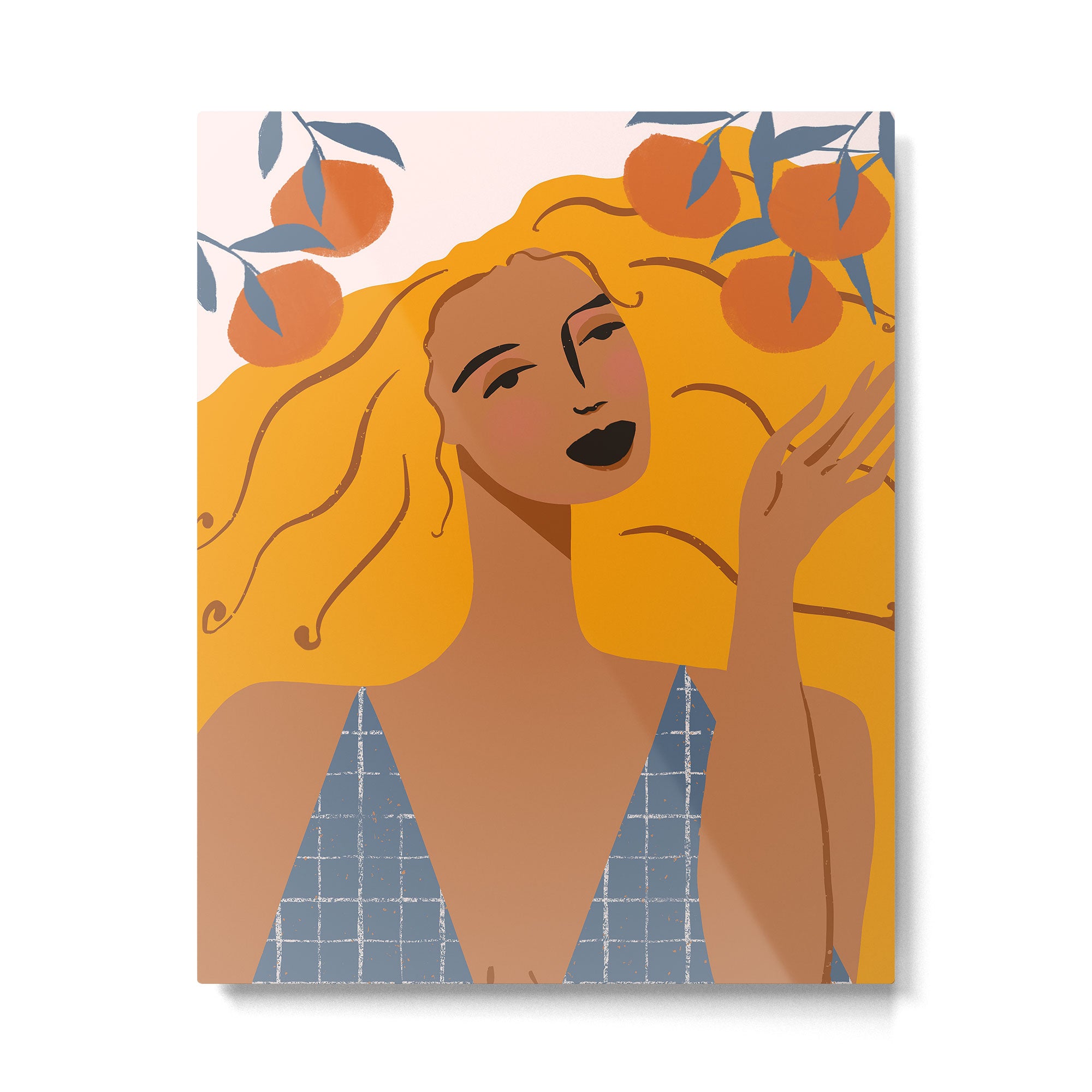 Woman Picking Clementines Metal Print Gallery Image 6