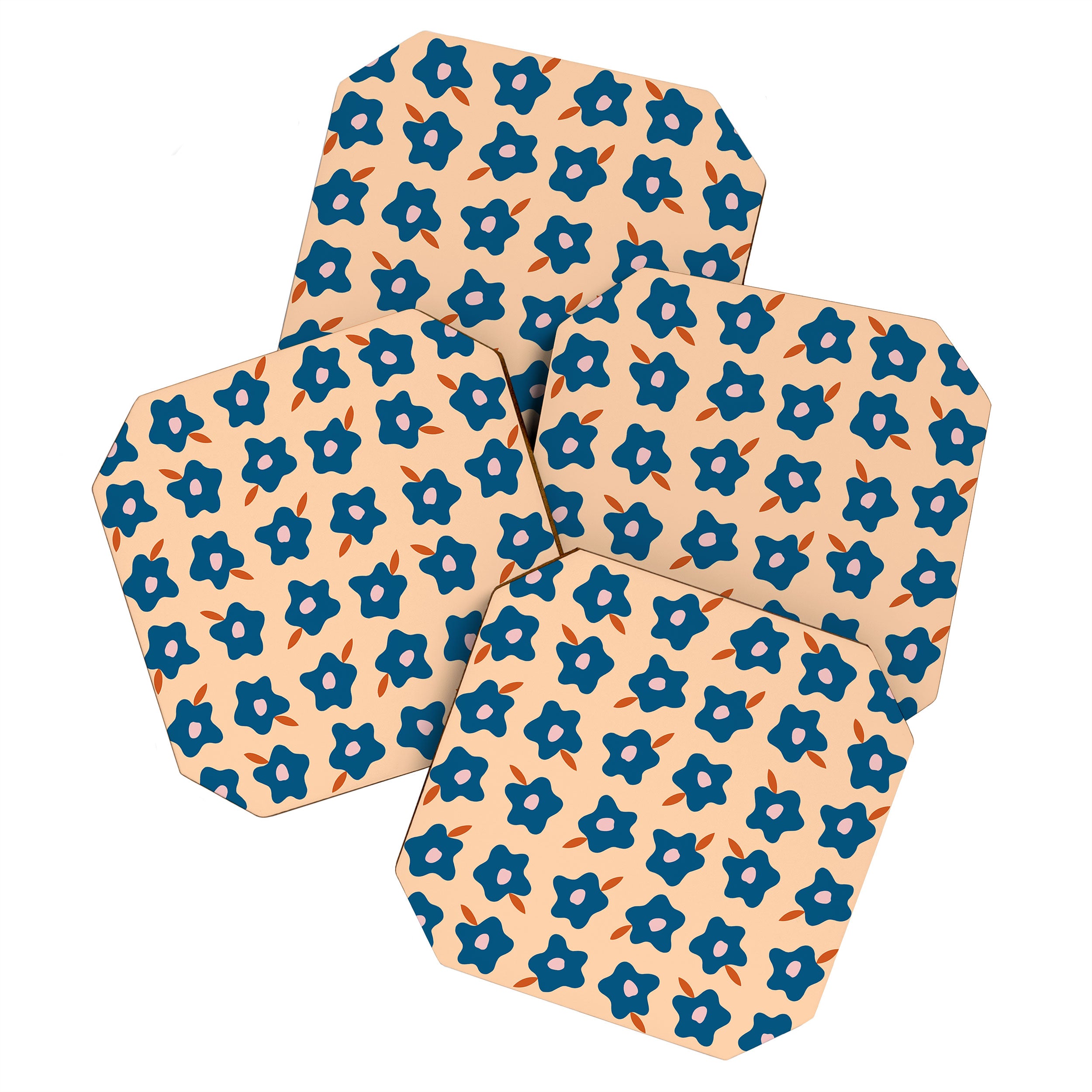 Wonky Blue Spring Flowers Coaster Gallery Image 1
