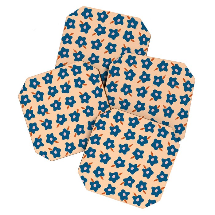 Wonky Blue Spring Flowers Coaster Gallery Image 1