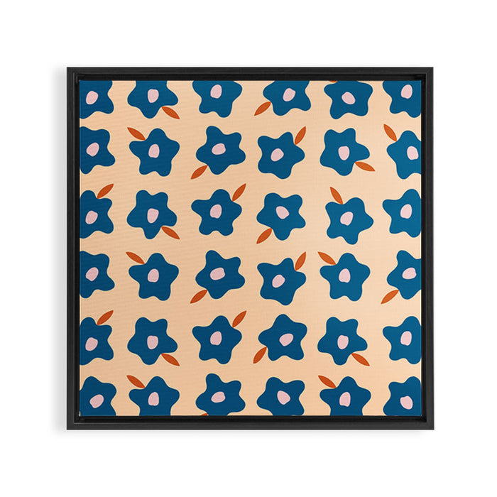 Wonky Blue Spring Flowers Framed Canvas Print Gallery Image 1