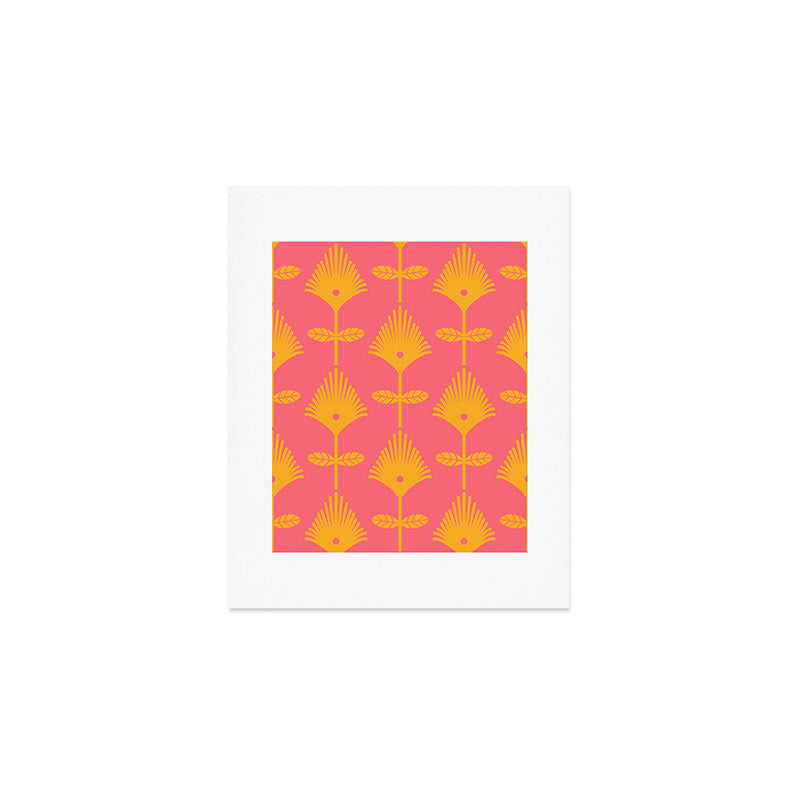 Yellow Fan Florals Art Print Gallery Image 1