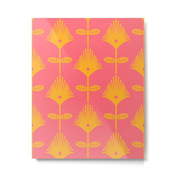 Yellow Fan Florals Metal Print Gallery Image 1