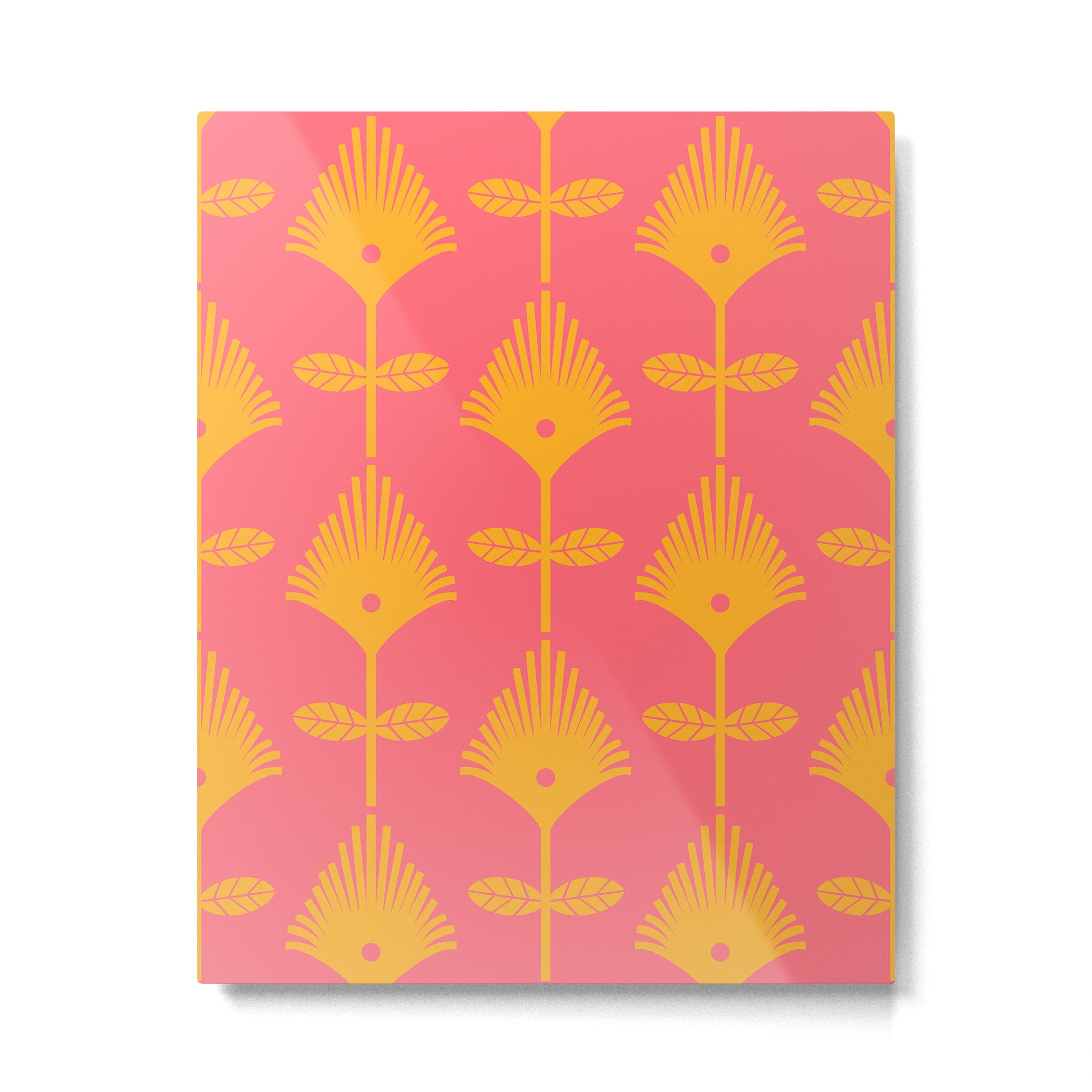 Yellow Fan Florals Metal Print Gallery Image 6