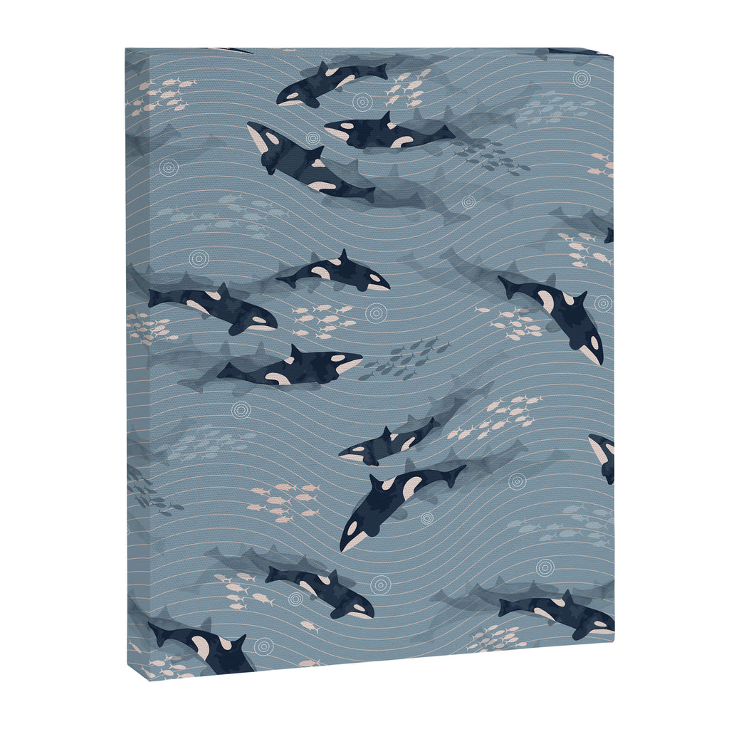 Orca in Motion / blue-gray ocean pattern Canvas Print Gallery Image 8