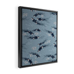 Orca in Motion / blue-gray ocean pattern Framed Canvas Print Gallery Image 2