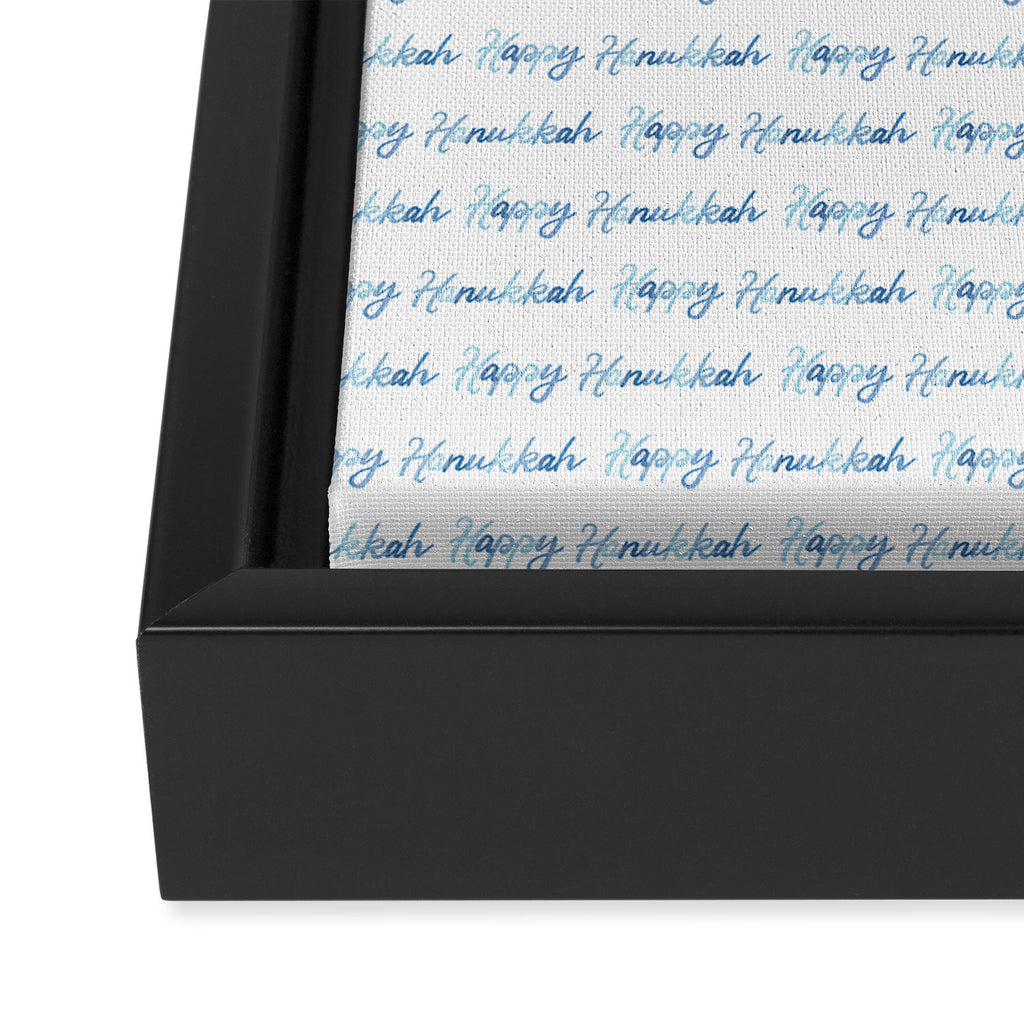Blue Happy Hanukkah Hand Lettered Framed Canvas Print Gallery Image 3
