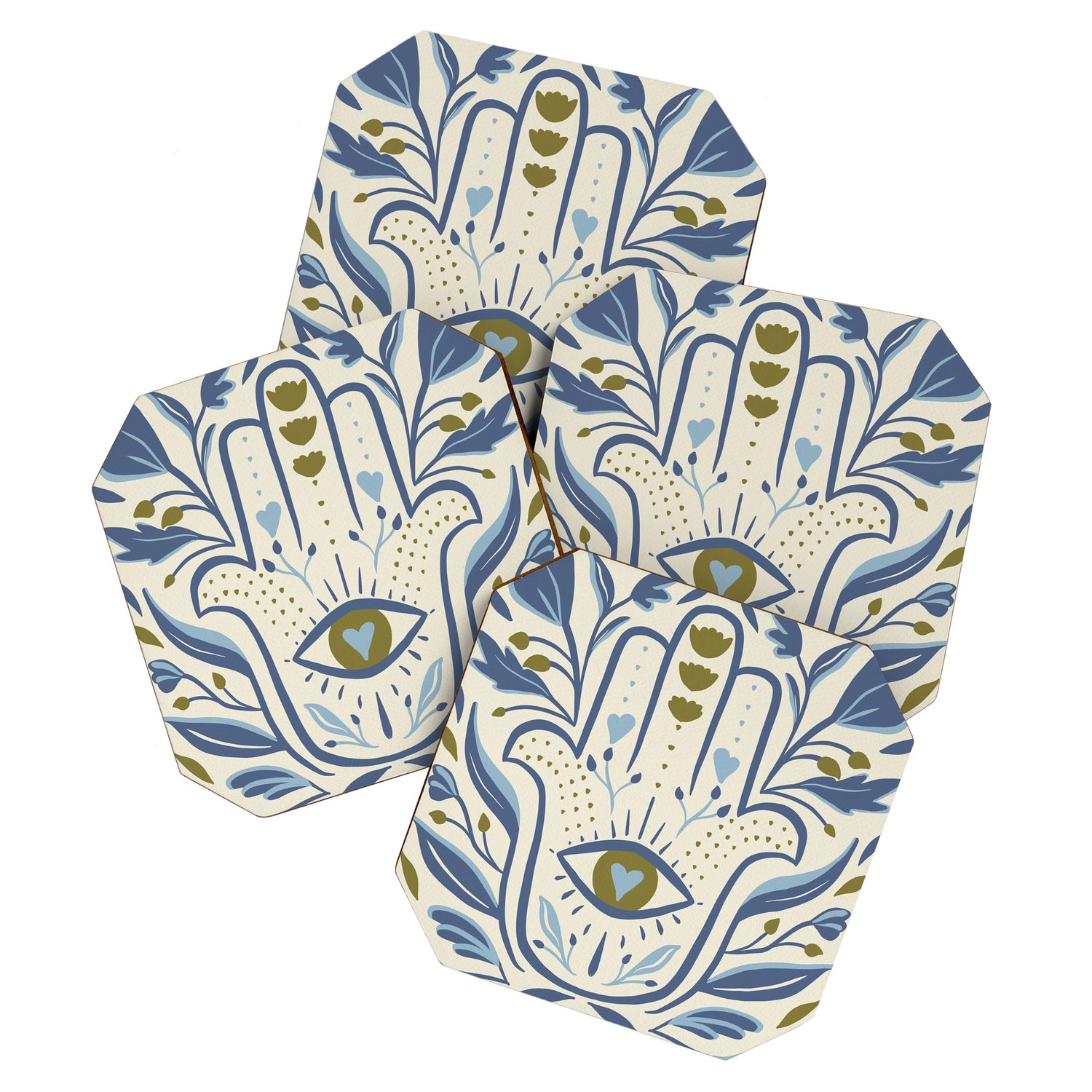 HAMSA with Heart Evil Eye Coaster Gallery Image 1