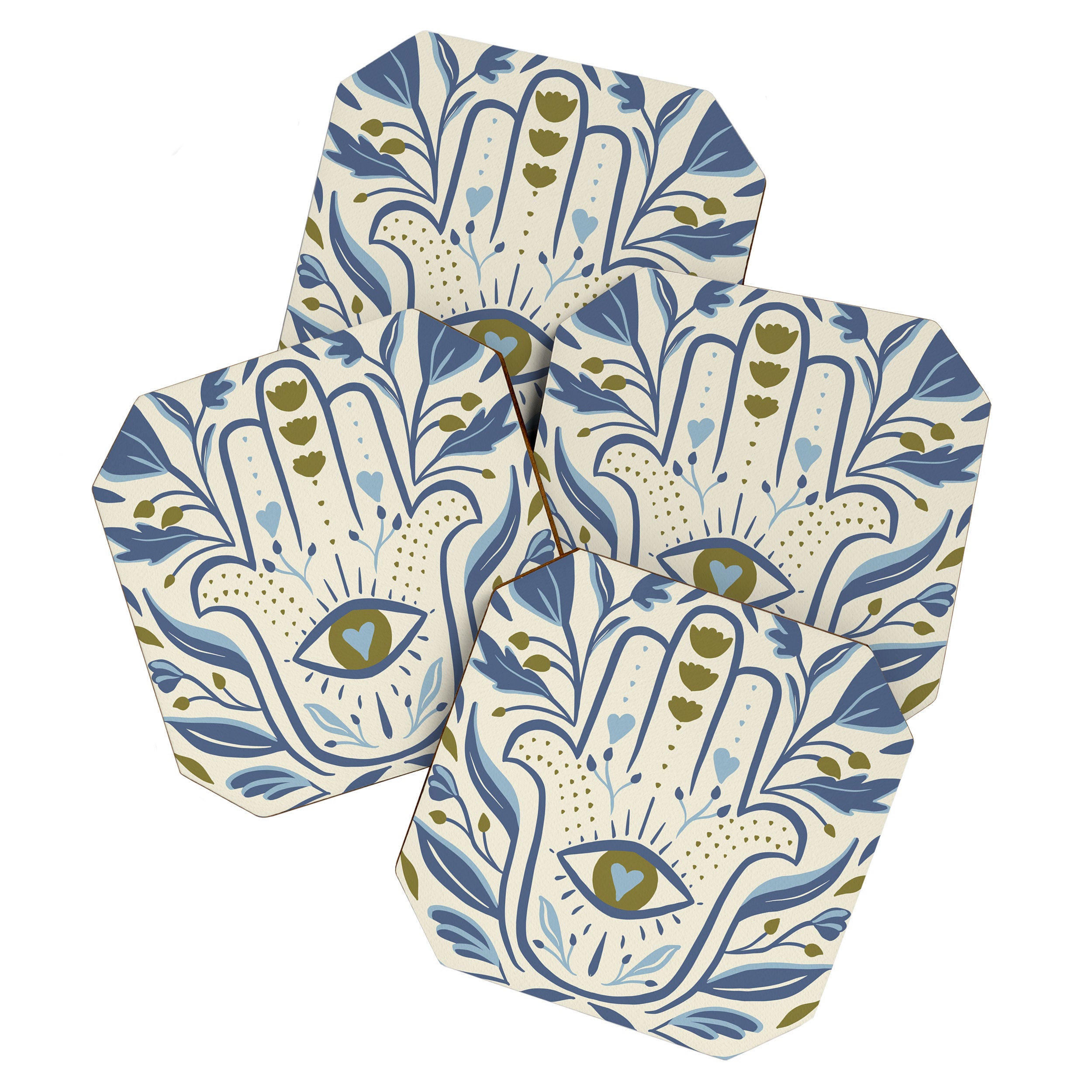 HAMSA with Heart Evil Eye Coaster Gallery Image 1