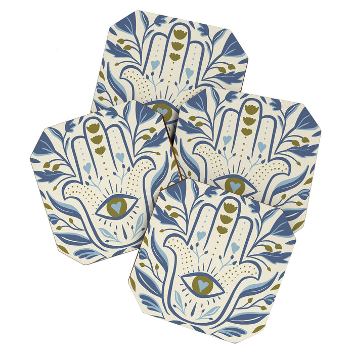 HAMSA with Heart Evil Eye Coaster Gallery Image 1