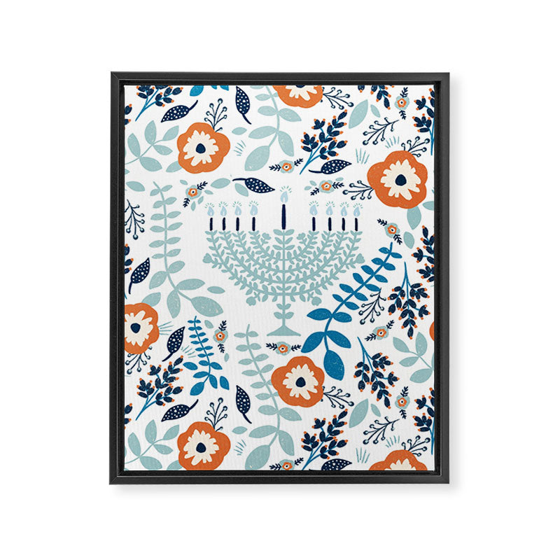 Hanukkah Menorah and Flowers Framed Canvas Print Gallery Image 6